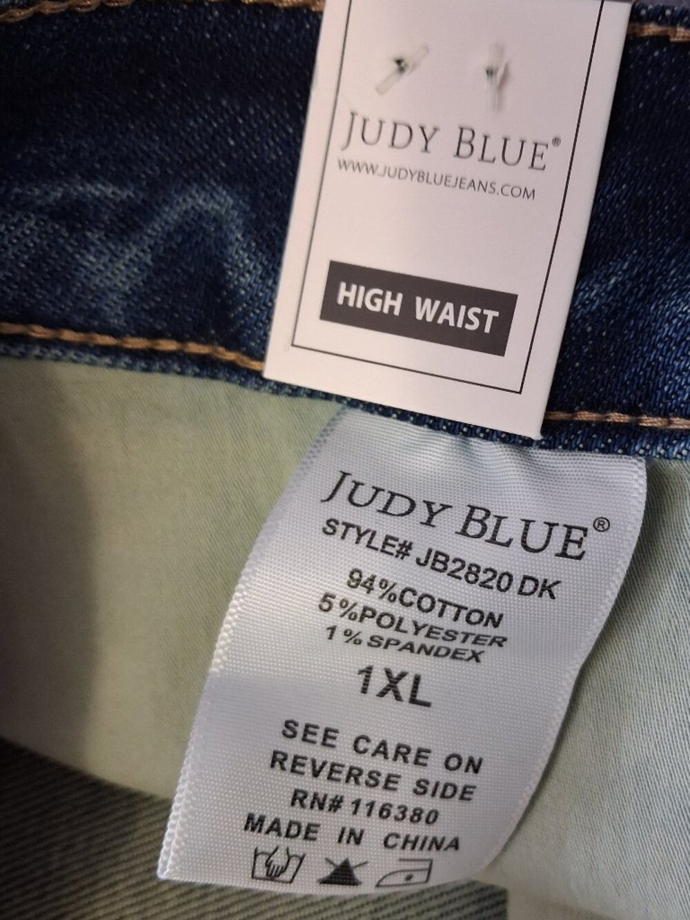 Judy Blue SZ 1XL Denim Raw Edge Hem Skirt Stretch High Waisted Tummy Control NWT - Picture 4 of 4